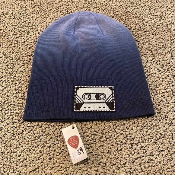 NWT Blue Ombré Cassette Patch with Rhinestones Beanie - Picture 1 of 4